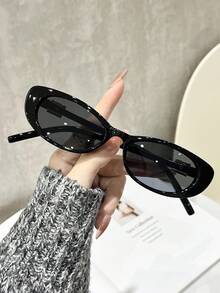 1pc Women Oval Full Frame Vintage Shades Basics Delicate Hot Girl Style Personalized Spicy Fashion Glasses For Vacation Outfits, Street Snap, Rave Party, Tropical Beach Vacay, Outdoor, Business Casual Woman Accessories - Multicolor - View 4