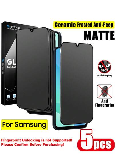 ZYONS 5片装磨砂隐私屏幕保护膜，兼容三星Galaxy A07 A17 A56 A36 A26 A16 A06 A55 A35 A25 A15 A05 A05S A54 A34 A24 A14 A04 A53 A33 A23 A13 - 防指纹光滑涂层，无气泡，易于贴合，磨砂防窥TPU软膜，非玻璃材质，保护隐私，手机屏幕保护膜，适用于手机，万圣节礼物，生日礼物，送给家人和朋友的手机屏幕保护膜，手机配件