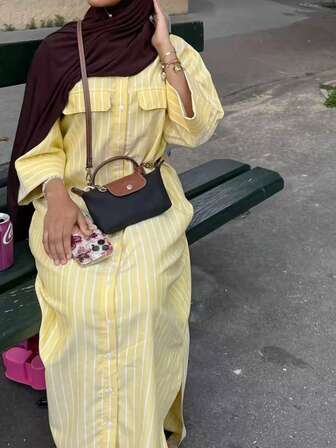 Women's Fashion Loose Long Striped Casual Shirt, Suitable For Work And Commute