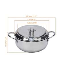 Techigher Deep Fryer Pot, 304 Stainless Steel Tempura Frying Pot With Lid & Temperature Control For Kitchen French Fries, Chicken Etc - Silver - View 7