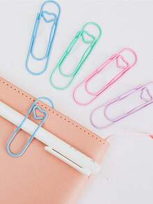 Zestaw 3/4/5/8 szt. wielofunkcyjnych klipsów do długopisów w kształcie serca – organizery do artykułów papierniczych i akcesoria do pamiętnika, wytrzymałe klipsy do długopisów, wielofunkcyjne metalowe klipsy do długopisów w kształcie serca, spinacze do papieru, uchwyty na długopisy, artykuły piśmiennicze, akcesoria do notatników, stałe klipsy do długopisów - Wielokolorowe - Zobacz 3