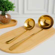 Concha Dourada Aço Inox Servir Molhos Sopas Caldos 28cm - Dourado - Visão 6