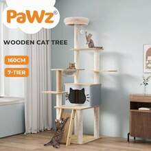 Pawz Cat Tower For Indoor Cats Sisal Scratching Post Ramp Large Cozy Wood Condo 360° Space Capsule Cat Cave MultiLevel Plush Cats Tower For Kittens Cat House With Removable Pads 160cm