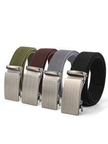 1pc Nylon Pressure Buckle Belt, Geometric Star Buckle Head Retro Nylon Canvas Belt Youth Leisure Belt, Outdoor Sports Men's Good Recommended Pants Belt No Punch, Pants Belt Business Casual Knitting Personalized Fashion Leisure Joker, Young Personalized Men's Belt Fall, Autumn, Halloween Autumn-Winter Accessories,Suitable For Teens, Youth,Men,Casual, Outdoor, Athletic, Vacation, Graduation Gifts, Birthday, Daily Wear - Multicolor - View 9