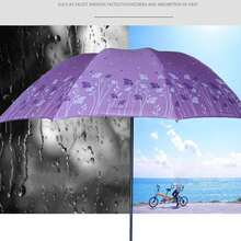 1 pièce Parapluie épais à 10 baleines, parapluie unisexe grande taille pour le soleil et la pluie, revêtement noir protection UV, accessoire essentiel pour l'extérieur, le jardin et les voyages, essentiel portable - Multicolore - Voir 6
