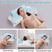 Almohada Foam, Almohada Cervical 2 en 1 para Aliviar el Dolor de Cuello, Almohada Ortopdica Ergonmica para Boca Arriba y Boca Abajo, con Funda Almohada Azul - azul - Ver 7