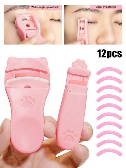 12/10 Pieces Cat Claw Design Eyelash Curler, Cat Eyelashes, Large Eyelash Curler + Small Eyelash Curler, Practical Home Beauty Care Tools, Eyelash Curler With Silicone Pad. Makeup Accessories, Eyelash Curler, Professional Long-Lasting Curl, Suitable For All Eyelash Shapes, Easy To Use Makeup Tools, Ergonomic Grip,