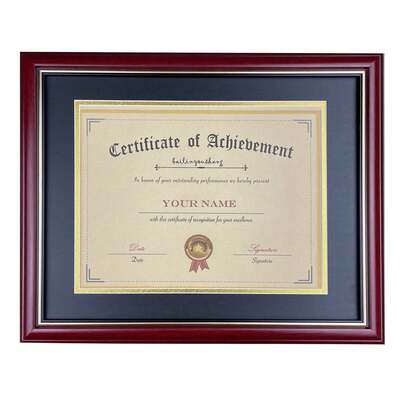 8.5x11 Certificate Diploma Frame,Solid Wood Frame And Plexiglass,Cherry Finish With Gold Trim