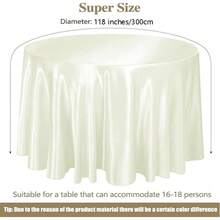 1pc Satin Round Solid Color Tablecloth, Suitable For Wedding Party Dining Banquet - Beige - View 4