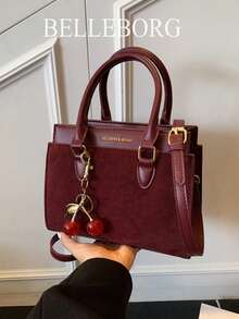 BELLEBORG Women's Handbag With Detachable Strap, Minimalist And Practical Multi-Function - Burgundy - View 8