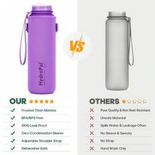 Unistar Water Bottle With Time Marker -Large 34 Oz Tritan Bottle & No Sweat Sleeve -Leak Proof Gym Sports Bottle With Fruit Infuser Strainer & Carrying Strap - Gift Package For Christmas - 紫色 - 查看 6