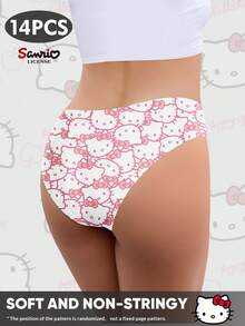 Sanrio 14pcs Assorted Sanrio Kitty Low Waist Printed Seamless Briefs For Women