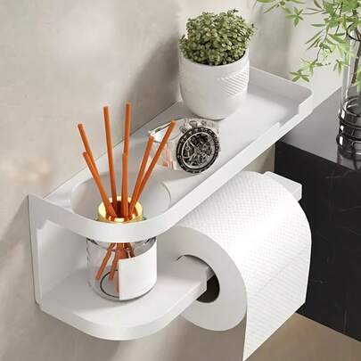 Toilet Paper Holder With Phone Holder, Bathroom Organizers And Storage ,Easy To Install | Modern Bathroom Decoration | Suitable For Humid Environments,Bathroom Storage And Storage
