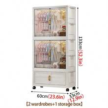 1pc Foldable Portable Wardrobe Organizer Rack, Independent Plastic Wardrobe Storage Box, Clothing Cabinet Divider Storage Box, Foldable Portable Design, Bedroom Storage Rack, No Gold Pipe, Vertical Shelf, Decorative Furniture Storage Cabinet - Multicolor - View 18