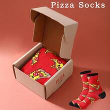 1 Paar bunte Pizza Muster Knöchelsocken, einzigartiges & modisches Lässig Geschenk Socken, bequem & atmungsaktiv, geeignet für Mütter, Valentinstag, Weihnachten, Weihnachtsmann, unisex, ganzjährig