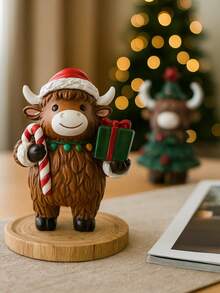 1/3 pezzi Decorazione da tavolo natalizia in resina a forma di mucca delle Highlands, decorazioni per tavolo/festa