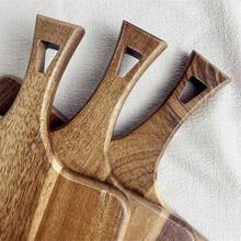 Cutting Board, Wooden Chopping Board, Pure Wood Appetizer Board, Food Preparation And Serving Tray With Hanging Hole And Handle, Suitable For Cutting Meat, Vegetables, Fruits, Bread, Cheese, Great For Kitchen, Party, Outdoor, Picnic - Brown - View 9