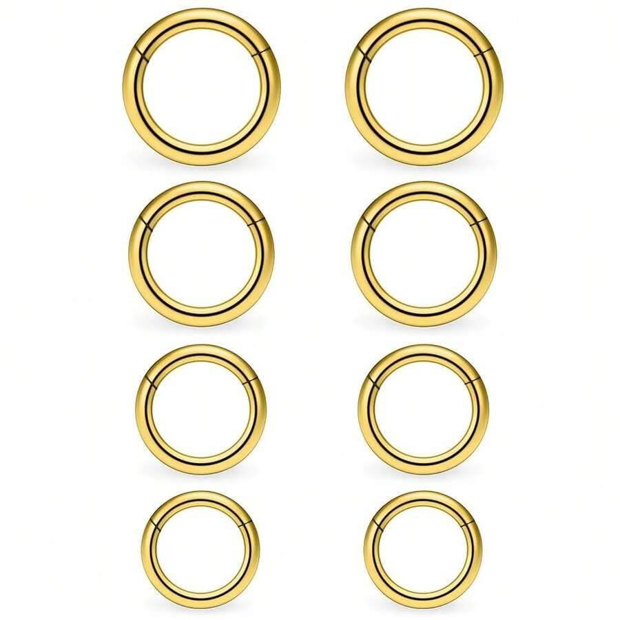 20G 18G 16G 14G 12G 10G Surgical Steel Hinged Clicker Segment Nose Rings Hoop Lip Rings Helix Cartilage Daith Tragus Sleeper Earrings Body Piercing For Women Men 6mm 8mm 10mm 12mm 14mm 16mm{Inchcolor_nameinch:InchGold-12G(2.0mm)-InnerDiameter:10mm12mm14mm16mminch} - 金色-12G(2.0mm)-內徑:10mm12mm14mm16mm - 查看 1