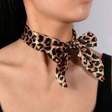 American Retro Edgy Leopard Print Scarf Choker - Tie-Up Style, Versatile Neck Warmer For Work & Casual Outfits - 25-1097-04 - 查看 6