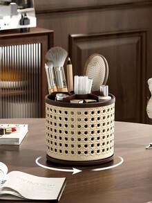 2025 New Vintage Vanity Makeup Organizer, Desk Pen Holder, Rotating Large Capacity Compartment Makeup Brush Holder, 360 Degree Rotating Makeup Brush Holder, Suitable For Autumn/Winter Makeup Brush Storage - Multicolor - View 3