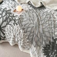 1 pieza Manta de estilo bohemio de doble capa gruesa de felpa jacquard sintética, suave y cálida, reversible para cama, sofá, oficina, coche, viaje, picnic, fiesta, todo el año
