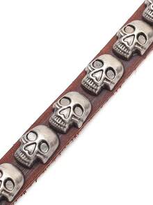 1pc Punk Skull Vintage Leather Bracelet, Casual Daily Wear For Men
