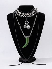 3 piezas Collar vintage de moda multicapa, adecuado para hombres y mujeres, uso diario y regalo