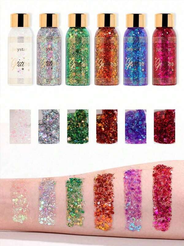 1pc/2pcs 25ml Holographic Glitter Gel, Long-Lasting Waterproof Party Glitter For Stage Performances, Mermaid Theme, Sparkling Shimmer (Random For Some Styles)