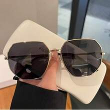 1pc European And American Style Sunglasses, High-End Sun Protection Sunglasses For Women, Summer Polygonal UV-Blocking Shades, New Fashion Design
