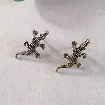 1 件复古锌合金鳄鱼胸针，男女通用简约时尚翻领别针，适合商务休闲装