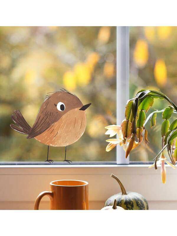 Charming Sparrow Wall Sticker - Removable Waterproof PVC Decal, Suitable For Windows, Living Room, Bedroom, Dorm And Classroom - Home Decor Sticker, 5.9x6.3 Inches Wall Stickers Room Decor Wall Decor Bedroom Decor Kitchen Decor