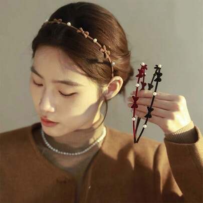 2 قطعة شريط رأس بشكل فراشة لطيف، شريط رأس بزهرة اللؤلؤ الناعمة، شريط رأس بشكل فراشة جذاب، شريط رأس ديكور عيد الميلاد والأعياد