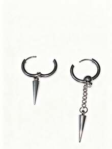 2PCS Rivet Asymmetrical Earrings Stainless Steel Ear Hoops Ear Piercing Ear Stack Spike Dangle Earring Body Piercing Helix Piercing