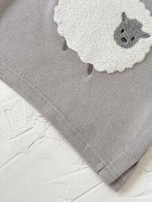 2pcs/Set Baby Girl Casual Lamb Embroidery Gray Long Sleeve Hoodie And Pants Set, Spring/Autumn - Grey - View 10