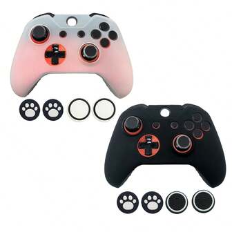 1 set silikonskyddsfodral till handkontroll + 4 joystickkåpor, dammtät, reptålig, halkfri, förbättrad spelupplevelse