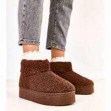 Dark Brown Snow Boots With Sheepskin Collar Lasso - Brown - View 1