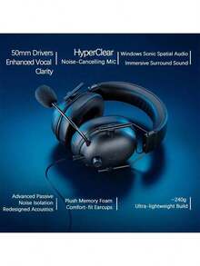 RAZER Headset gaming Black Shark V2 X dengan kompatibilitas multi-platform, ikat kepala ringan, bantalan telinga busa memori yang lembut dan bernapas, teknologi suara surround, dan posisi audio game yang sangat baik. - Hitam - View 6