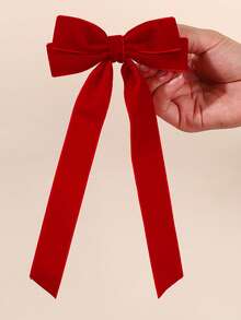 2 piezas Lazos para el cabello para niñas Elegantes Lazos lisos Pinzas de cocodrilo Pinzas para el cabello esponjosas Pasadores de otoño e invierno Pasadores de moda Diarios Pasadores para el cabello Lindos y dulces Accesorios para el cabello para adolescentes - Rojo - Ver 3