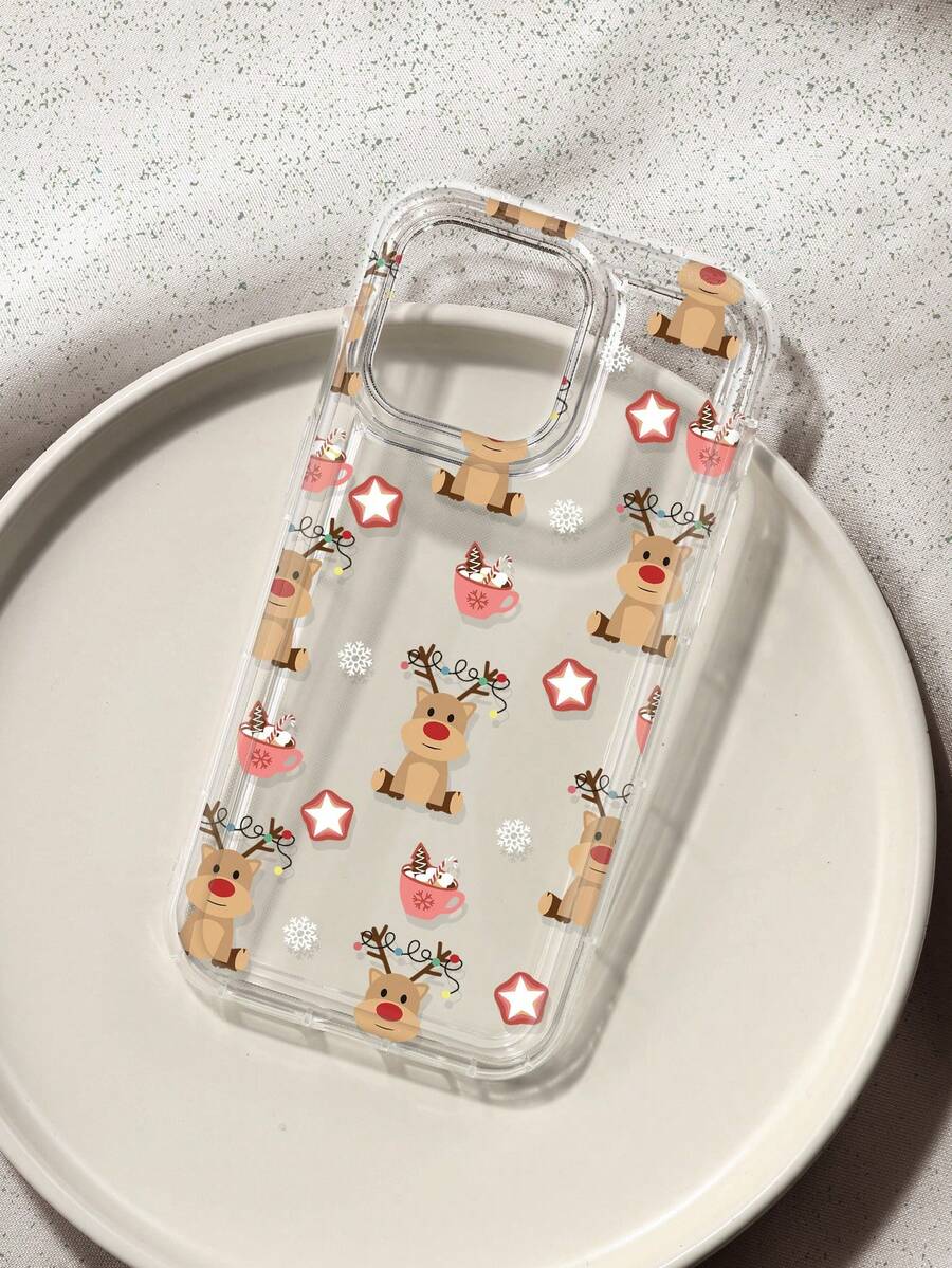 Capa transparente com estampa de decoração de Natal com veado floral compatível com iPhone 13/11/17/17pro/16/14/15/15pro/15 Plus/15 Promax/7plus/8plus/X/Xs Max/Xr/11pro/12pro/13pro/14pro/12mini/13mini/11promax/12promax/13promax/14promax/14plus/17pro Max/17Air/6/6s Plus/7/8/16Pro/16plus/16promax/Se2/17promax e compatível com Samsung Galaxy/A54/A14/A12/A13/A15/A32/A33/A24/A52S/S20/S21/S22/S23/S24/S23Plus/S24ultra/S25/A15/A33/A23 - Multicolorido - Ver 1