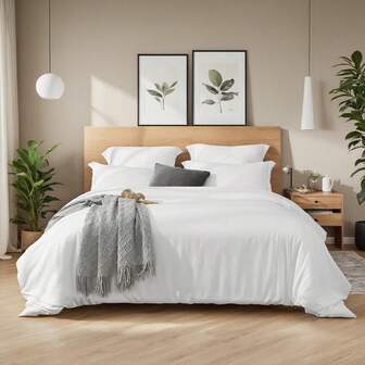 White Or Pink Solid Color 3-Piece Duvet Set. Includes One Duvet Cover And Two Pillowcases. Soft, Skin-Friendly, Wrinkle-Resistant, Breathable, And Cool For All-Season Comfort. Ideal For Hotel And Home Bedrooms. Machine Washable. A Christmas Gift.