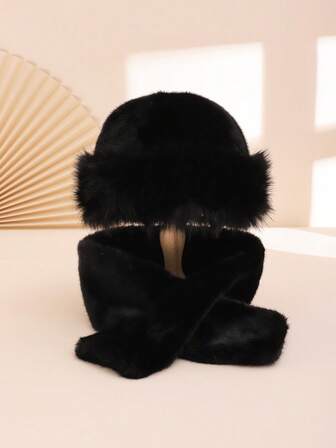 1 Set Mujer unicolor Suave Forro Polar Cálido Bufanda y Gorro 2 Piezas Set, Elegante y Versátil para Uso Diario Casual, Ir y Venir, Ciclismo, Actividades al Aire Libre en Otoño/Invierno Equipo de Invierno Regalo de San Valentín