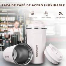 2Pcs Taza Termo de Caf de 18 oz/510 ml de Acero Inoxidable 304 con Tapa, Taza de Vaco para Bebidas de Caf Fras y Calientes, Vaso Trmico, para Oficina, Automvil y Parque - Blanco+Negro - Ver 3