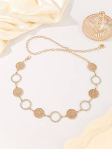 1 قطعة سلسلة معدنية دائرية فارغة للخصر بطراز بوهيمي، إكسسوار موضة للفساتين والجينز والقمصان