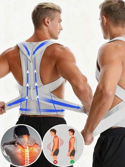 1pc Multi-Function Adjustable Sports Brace, Unisex, Breathable Posture Corrector, Slouch Back Support, Adjustable For Sitting Posture, Anti-Hump Gym Accessories And Flexible, Ideal For Daily Wear, Office Use, Sports And Fitness