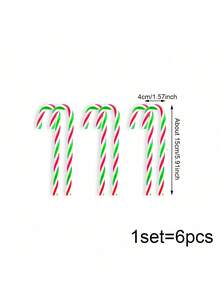 1set(6pcs) Christmas Red & White Candy Cane Decoration Hanging Ornaments, Creative Artificial Candy Cane Ornaments For Christmas Decorations - Red and White - View 3