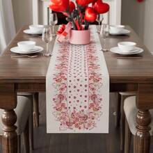 Romantic Valentine's Day Pink Rose Heart Candy Table Runner, Table Decoration For Home Kitchen Restaurant Dinner Indoor Holiday Farmhouse Decoration - Pink - View 7