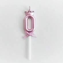 1 件蝴蝶结数字生日蜡烛，适合成人派对或周年纪念的 Ins 风格蛋糕装饰， - 粉色 - 查看 13