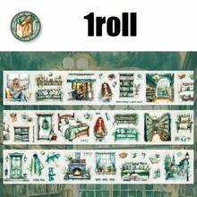 1 Rolle Vintage Charakter dekorativer Klebeband, komfortable Rhythmus Serie langanhaltend PET Klebeband, geeignet für Scrapbooking, Tagebuch, DIY Dekoration