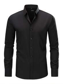 Rand paul Microelastic Men's Dress Shirt For Work And Everyday Life - màu đen - Xem 1