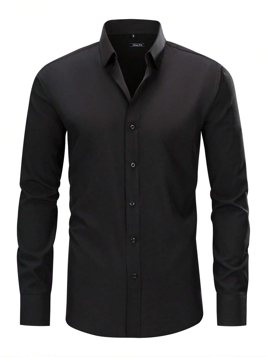 Rand paul Microelastic Men's Dress Shirt For Work And Everyday Life - màu đen - Xem 1